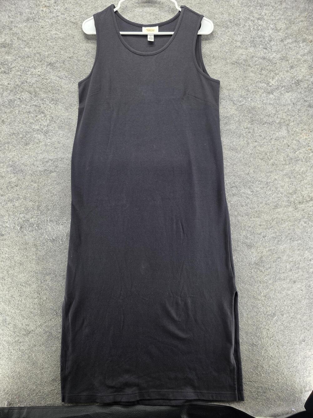 Talbots Dress Womens M Black Maxi Tank Scoop Neck Sleeveless Cotton Jersey Knit
